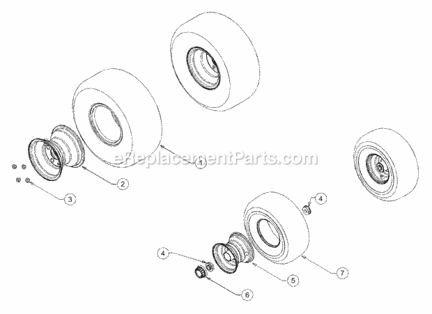 Wheels Diagram and Parts List for 1525 13A-221F100 Cub Cadet Lawn Tractor